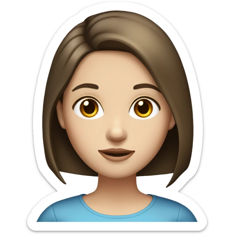 Brunette Girl with a straight bob and pale skin tone and blue eyes reading a book  sticker