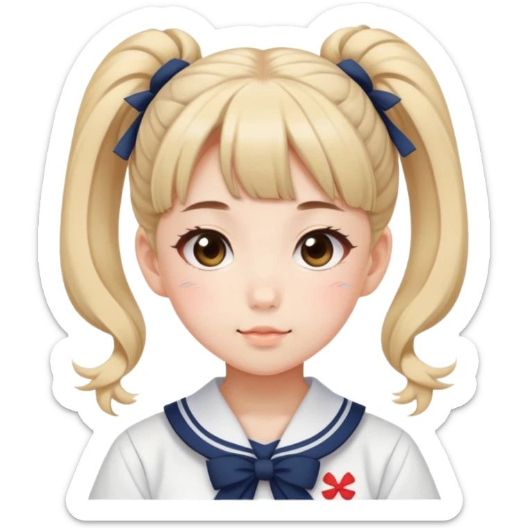 Super kawaii Japanese schoolgirl with high double bun hairstyle wearing Japanese sailor school uniform sticker