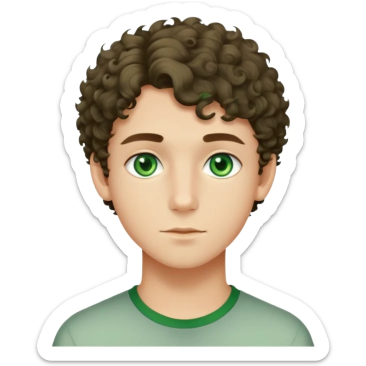 Adolescents beau qui est un peu une racaille avec les cheveux court bouclés et des yeux vert sticker