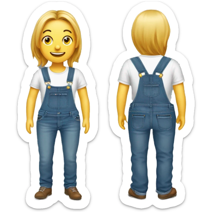 salopette. Il ne doit pas y avoir d'hmain ni d'animal. Juste un vêtement. Un salopette est composée de bretelles et d'un pantalon jeans.  sticker