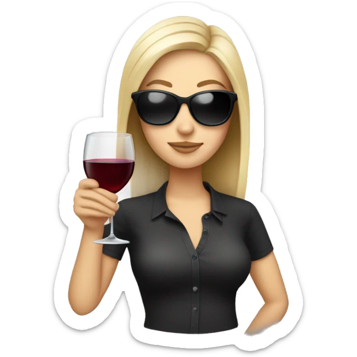 White girl wearing sunglasses holding a glass of wine  sticker