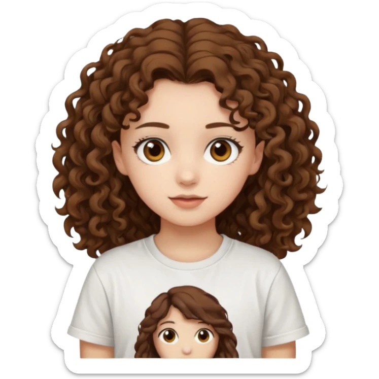 Brown eyes, long curly brown hair straykids t-shirt girl sticker