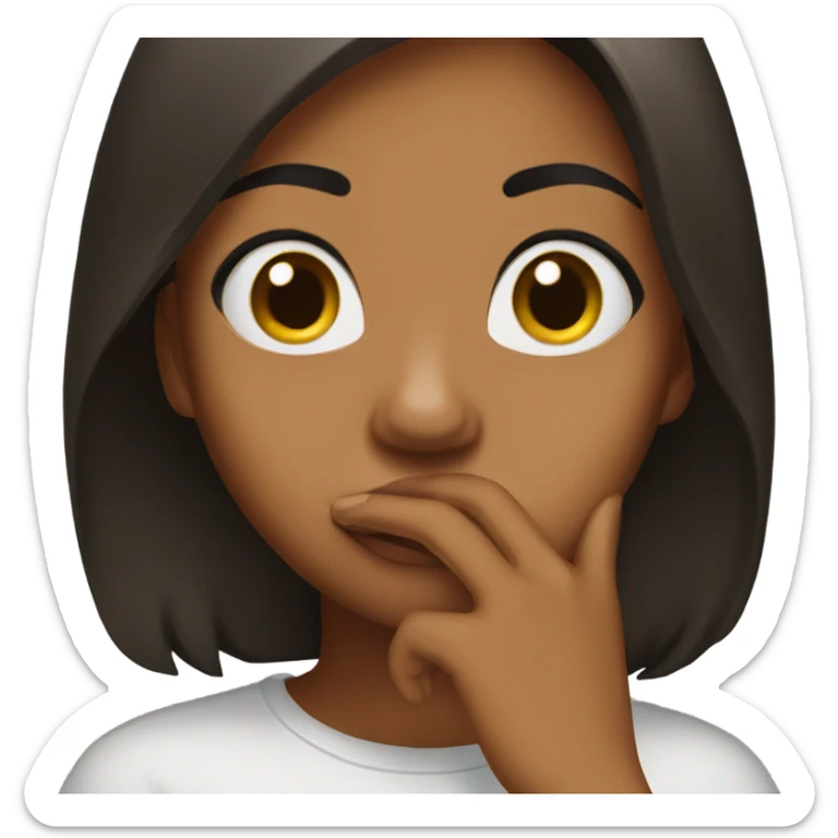 Brownskin black haired girl covering her mouth sticker