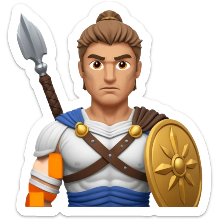 crea a un guerrero griego estoico, muy musculoso 3d, realista sticker