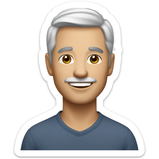 Now ad an older man with light skin, short dark brown hair, a smiling face without a beard. sticker