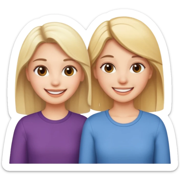 a brunette girl and a blonde girl smiling friends sticker