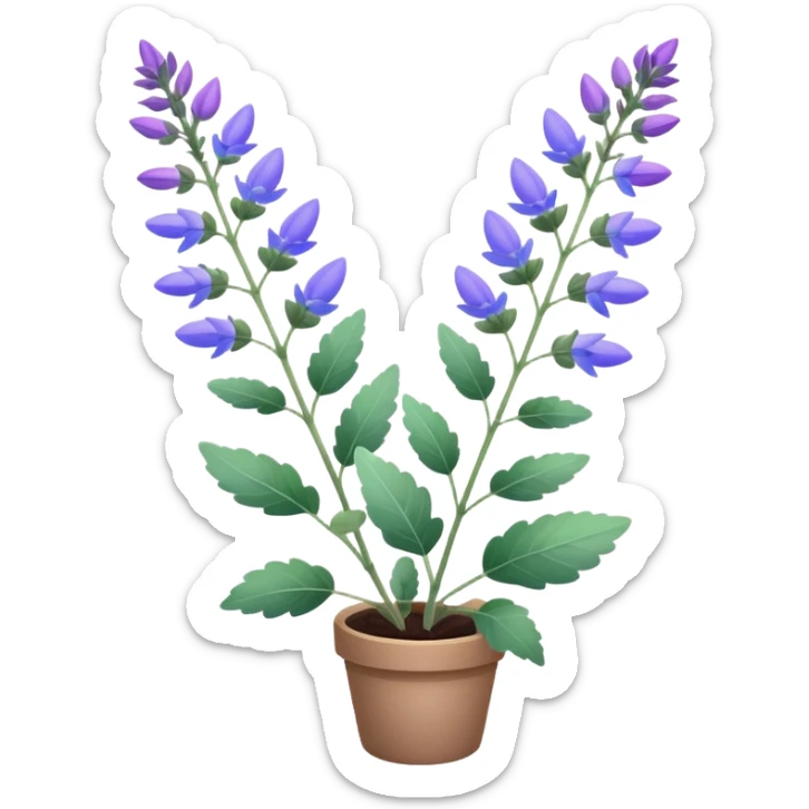clary sage plant with purple and blue colors, no pot, isolated sticker