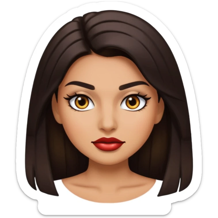baddie emoji with confident smirk, long lashes, glossy makeup, hand on face, fierce vibe


 sticker