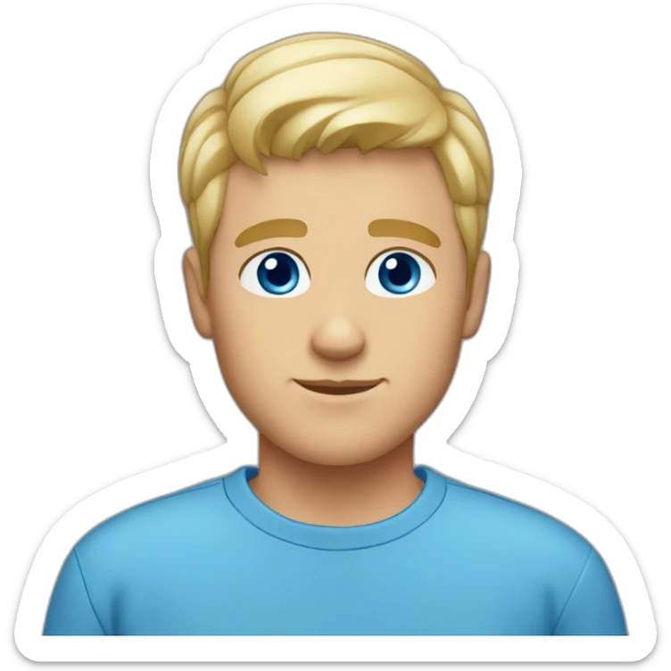 male, blue eyes, short blonde hair, blue shirt sticker