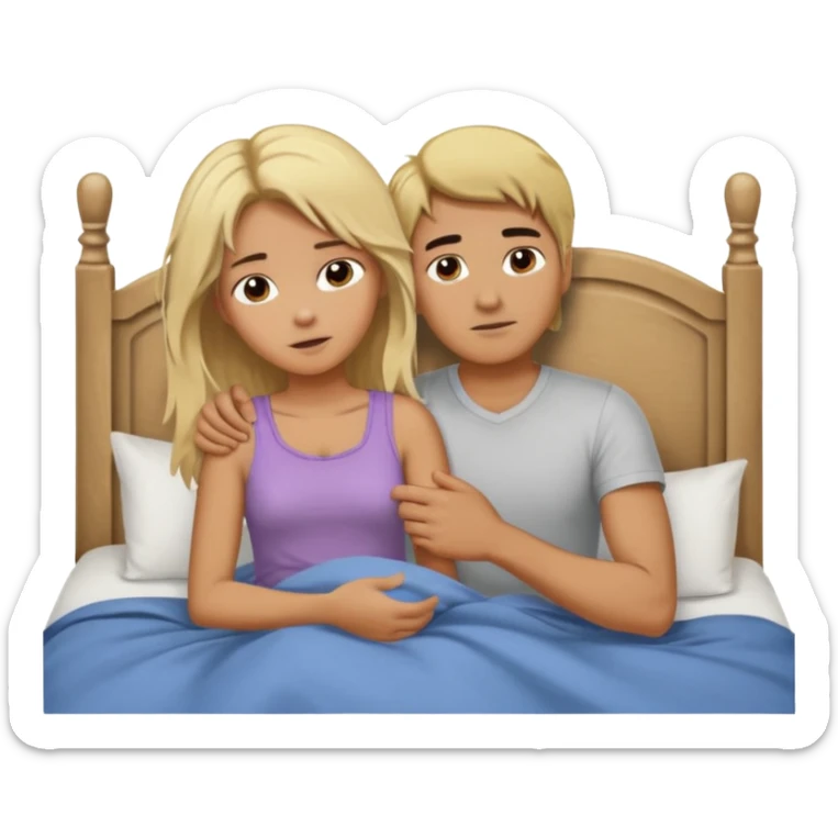 guy holding a blonde girl by her hair in bedb sticker