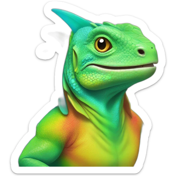 Y Rainbow iguana sticker