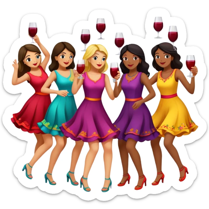 10 glasses of sangria and girls dancing around the sangria sticker