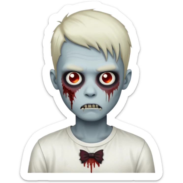 zombie boy with emo hair and white shirt sticker