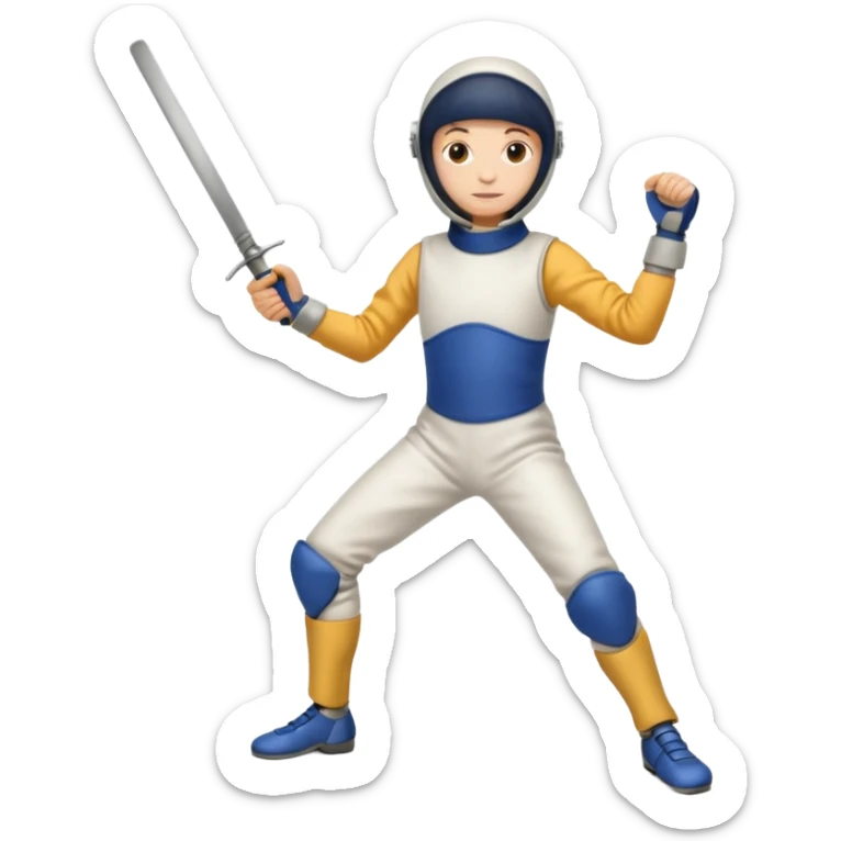 A person wearing fencing equipment with their entire body sticker