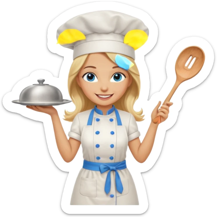 Full body 
Sexy Long Blonde hair blue eyed female chef sticker