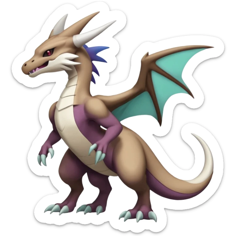 Noivern-Marowak-Lugia-Fakémon-hybrid-creature (full body)  sticker