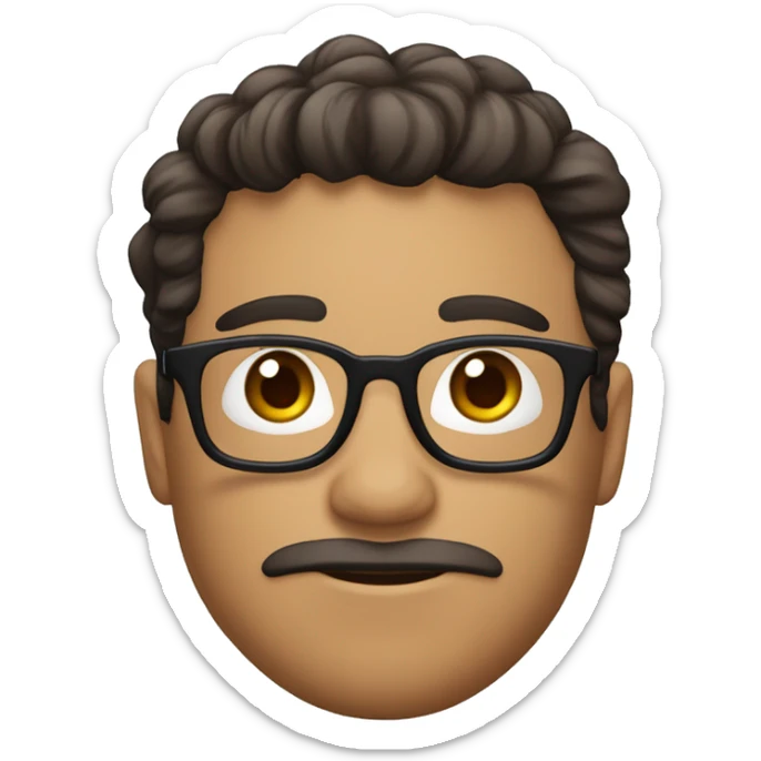 chico con cabello crespo castaño claro, piel morena, ojos azules, y que use lentes sticker