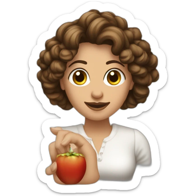 Eine braunhaaarige Frau aus Tunesien mit Locken. Sie hält einen Spiegel in der Hand sticker