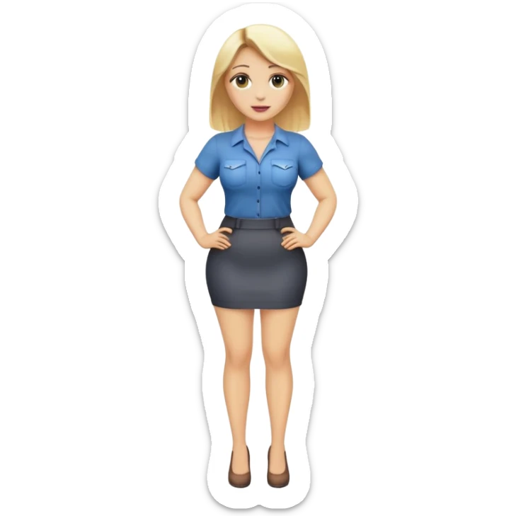 fullbody busty blonde woman, realistic emoji style, standing, safe for work, natural expression sticker