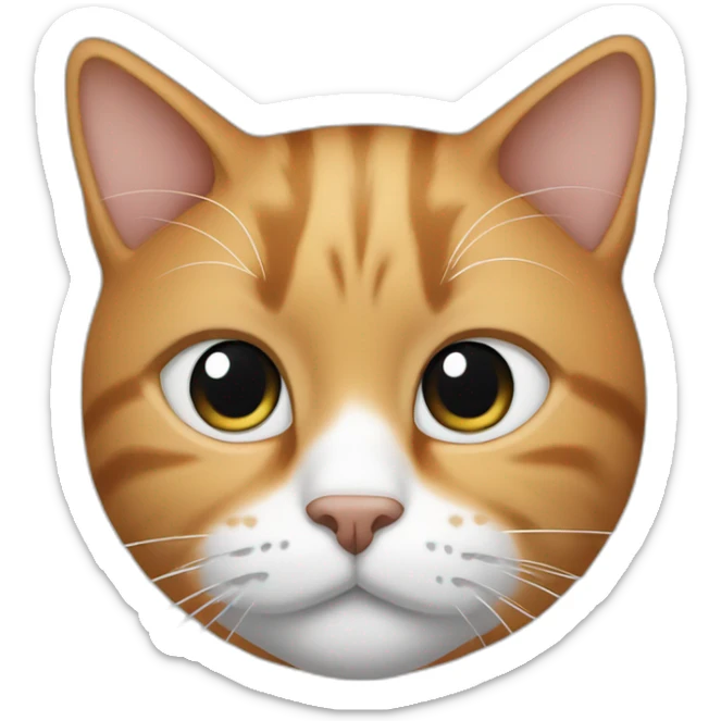 Cat that have his left ear ginger, the right one and his face are black, and the bottom of his face is white sticker