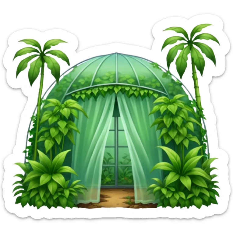 Create a greenhouse effect humid weather landskape imag humid more humid add draps falling sticker
