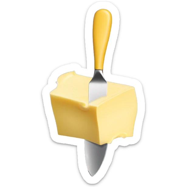 A curl of margarine on the tip of a butter knife sticker