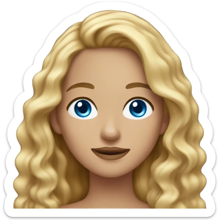 long brown and blonde wavy hair, blue eyes woman sticker