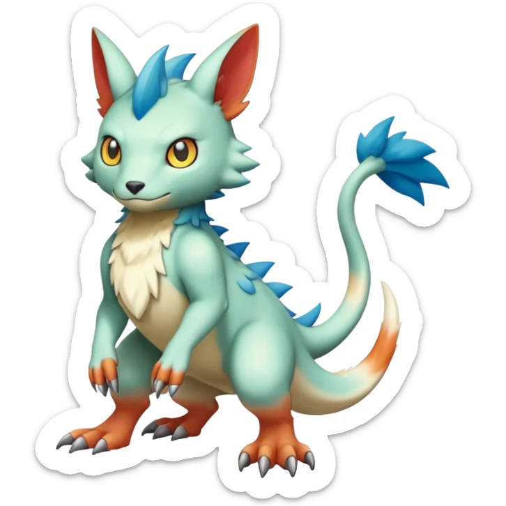 colorful Fakémon-Digimon-Fionbri-Trico-creature (full body) sticker