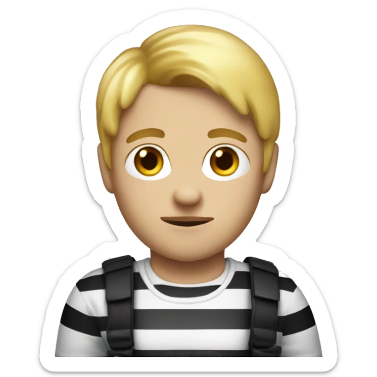Robber emoji with blonde hair white and black striped shirt  sticker
