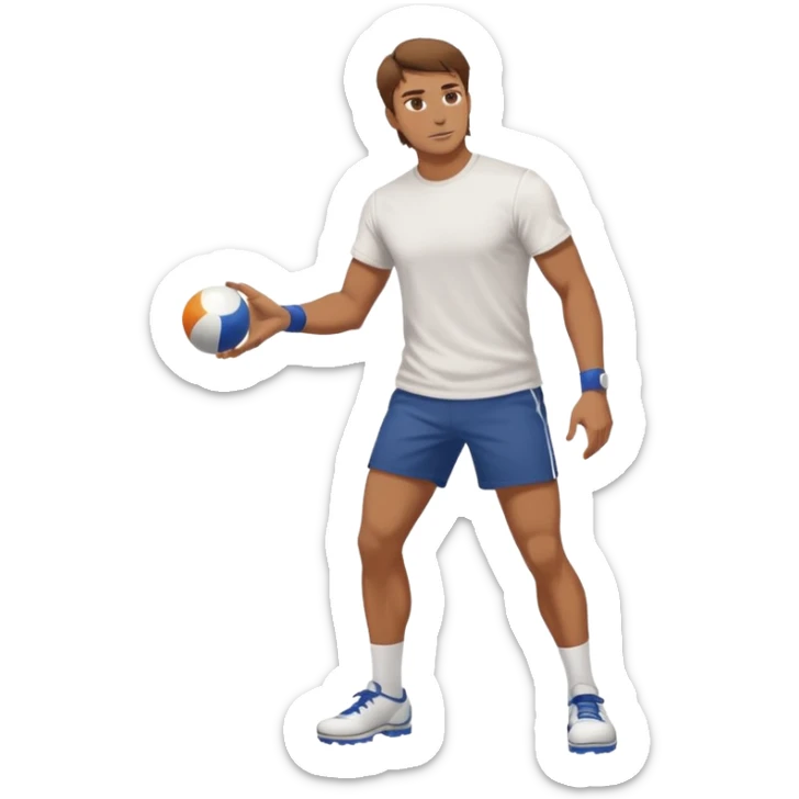 Jeune homme grand et costaud, brun qui joue à la pétanque sticker