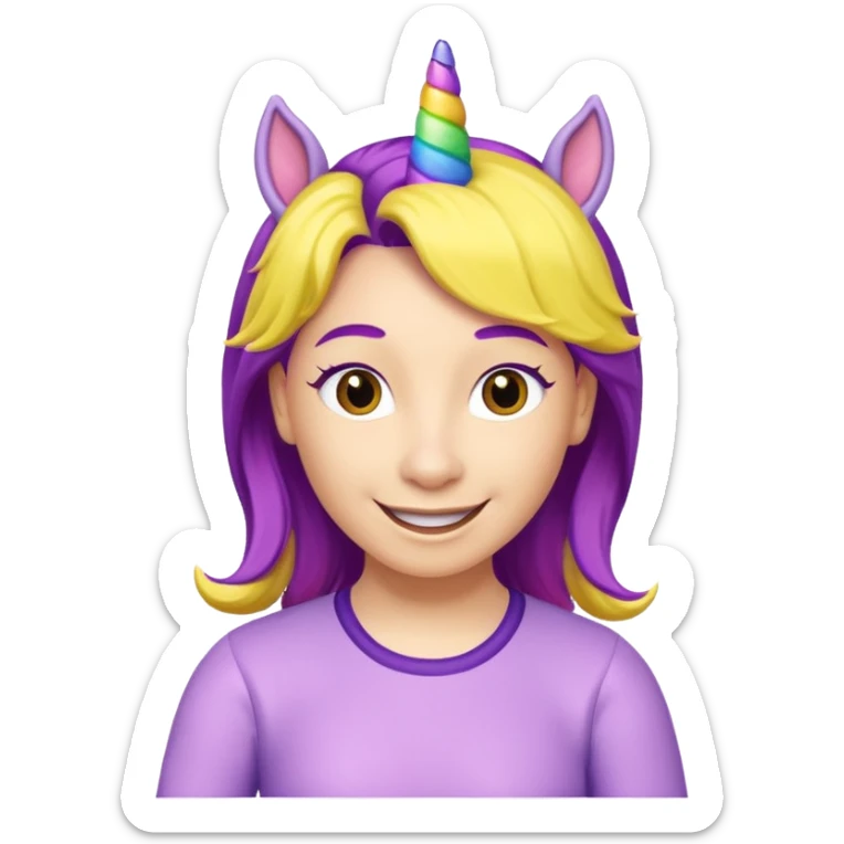 Shirley Shawn the Unicorn from The Wiggles with yellow skin with purple hair sticker