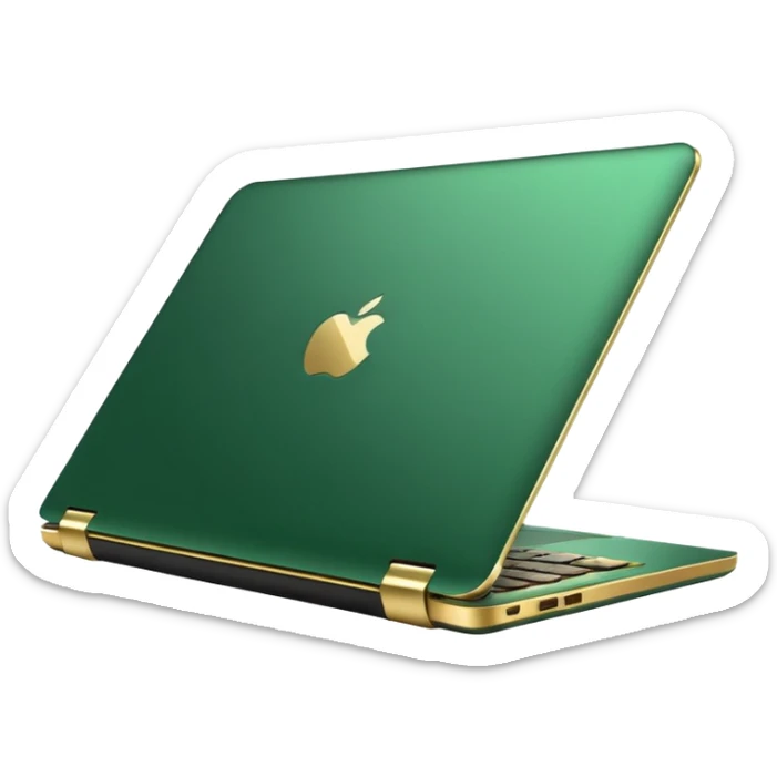 laptop without logo`s in golden and green colours sticker