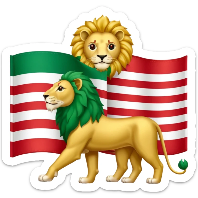 The flag of Iran with the symbol of the lion and sun of the Pahlavi era sticker