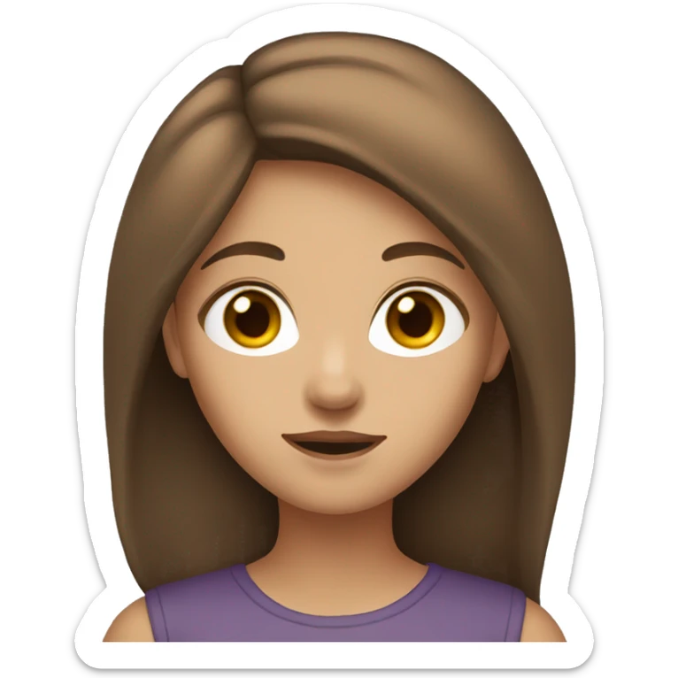 girl with brown hair and brown hair eyes sticker