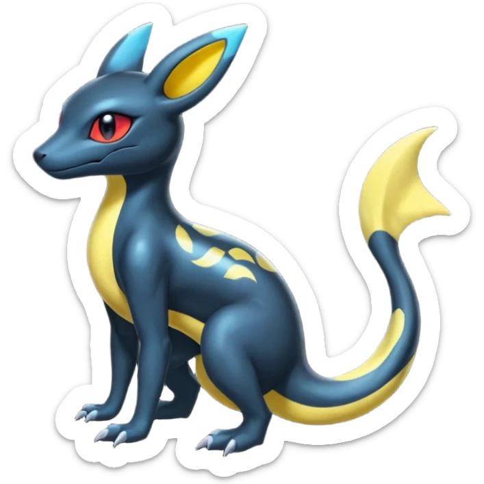 Shiny Salandit-Umbreon-Quilava-Fakémon-hybrid-creature (full body)  sticker