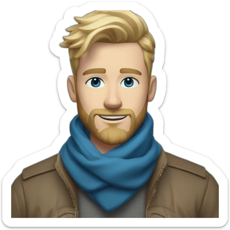 blond-guy-with-taper-fade,-straight-tiktok-guy-front-and-top-of-hair-and-dark-blonde-beard-and-blue-eyes-and-big-nose-and-scarf-on-the-middle-of-forehead sticker