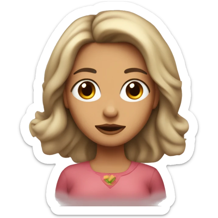 Mujer con pelo carmelita y piel blanca con ojos verded sticker