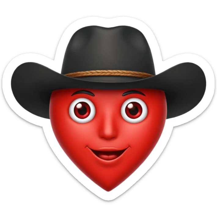 Puedes hacer el órgano conocido como corazón de humano con  un sombrero de vaquero color negro encima sticker