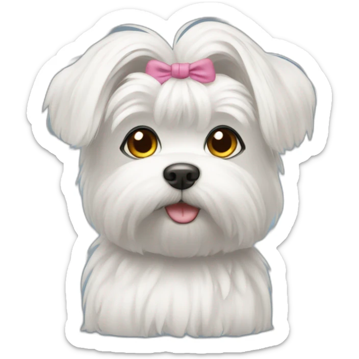 Maltese with hair tied up sticker