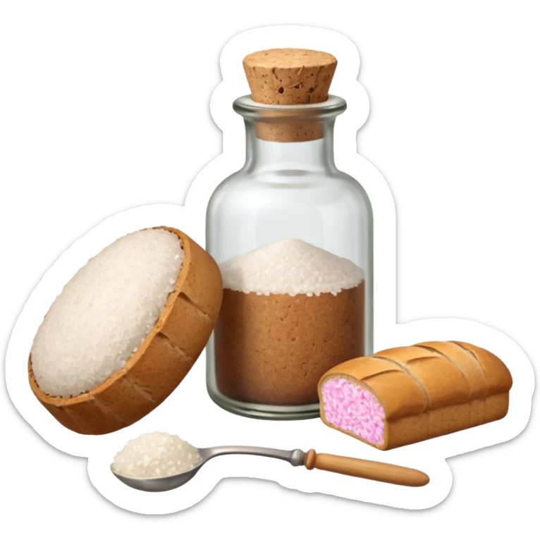  a one victorian bottle of salt and a loaf of bread - crochet needles and a ball of wool sticker
