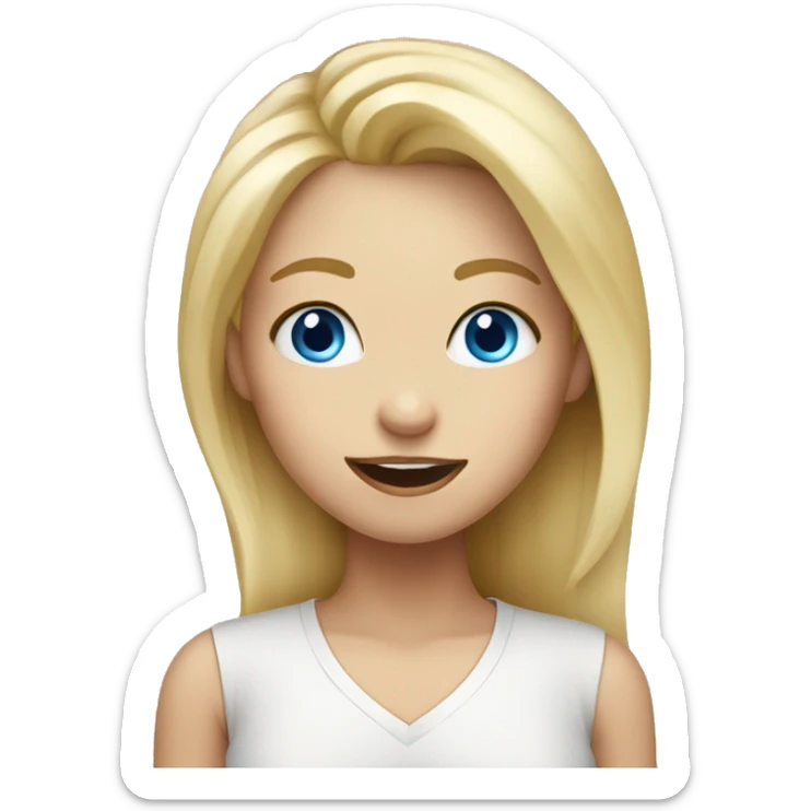 blonde girl with blue eyes and her tongue sticking out sticker