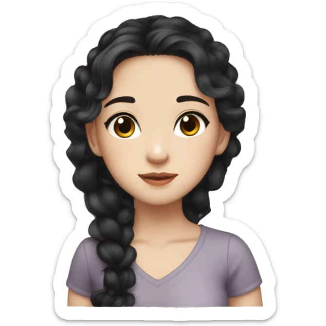 Beautiful girl,Black hair,wavy hair，long hair,Black eyes,Chinese sticker