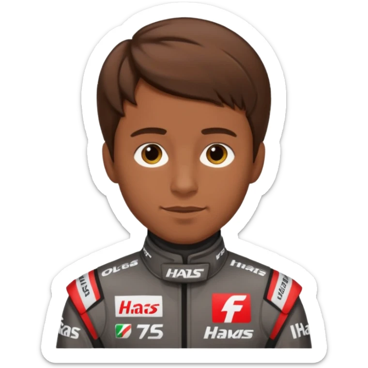 The Formula 1 Driver Oliver Bearman (brown volume hair)in Haas F1 Suit sticker