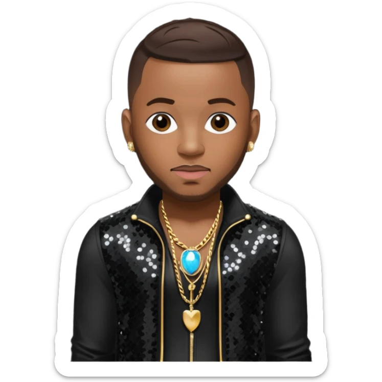 Pleasure P, R&B Singer from Pretty Ricky with dark brown hair, black sequin outfit sticker