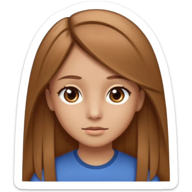 Fille châtain raie au milieu cheveux long et yeux marron et peau beige cheveux lisse pas de4iere les oreilles  sticker