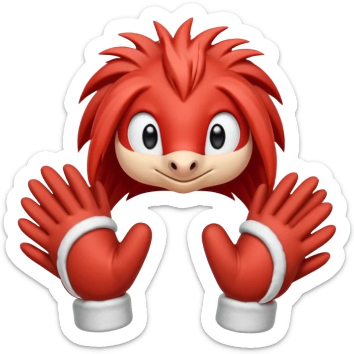 knuckles a red animal with peach arms and white mittens that have no fingers , he’s a echidna with red eyes sticker