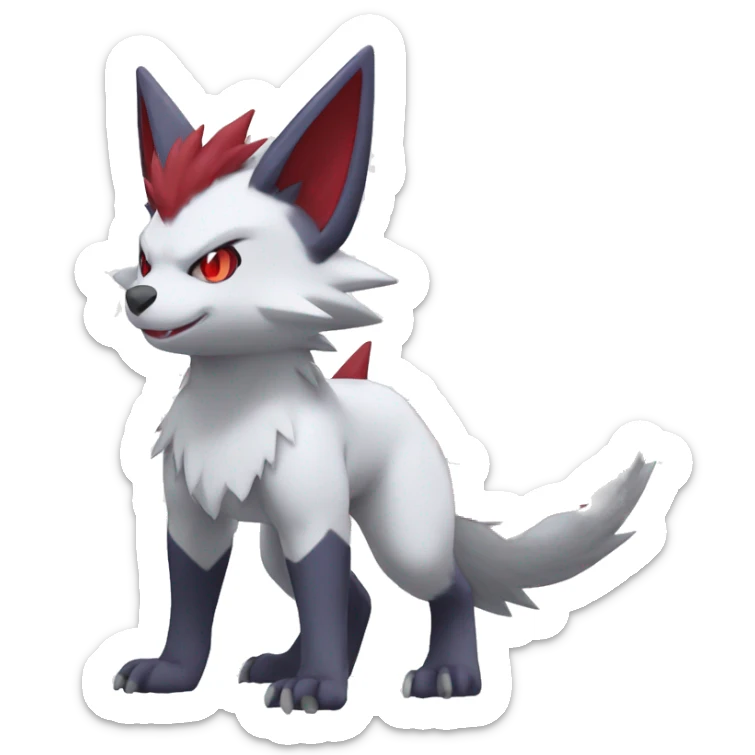Anthro Cool Edgy Cute Chibi Shiny Zangoose-Zoroark-Fakemon-Pokémon Full Body Detailed High Quality sticker
