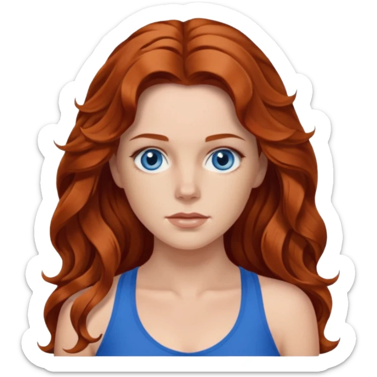 Matt Ryan Constantine and Long wavy Auburn hair woman BLUE eyes wearing blue cami sticker