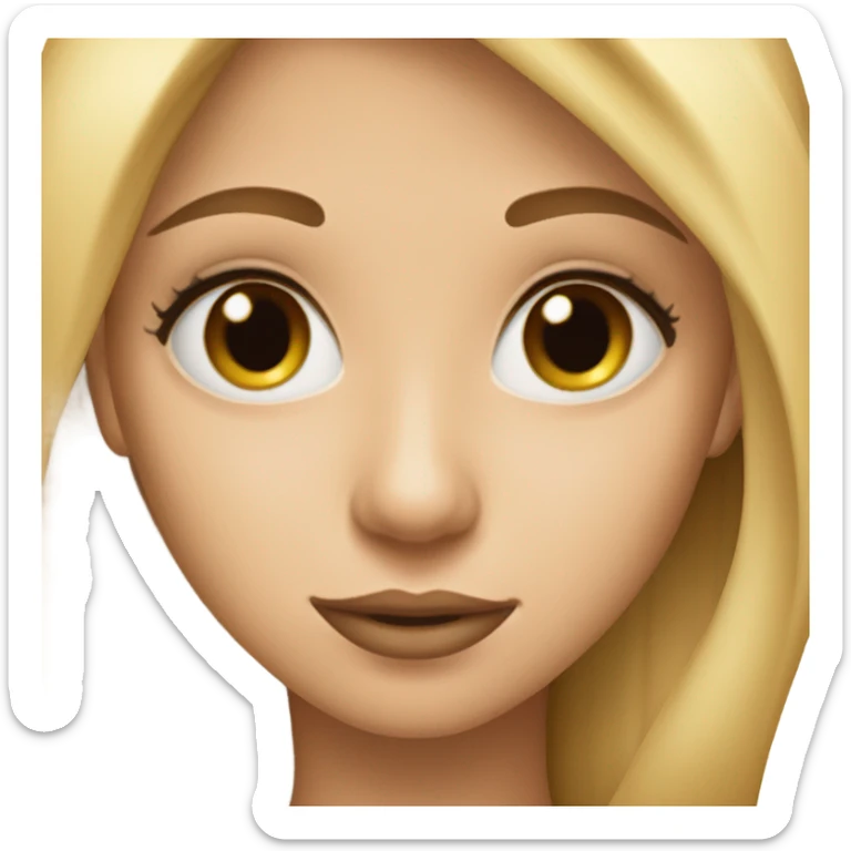 a beautiful girl with neat facial features, blonde hair, brown eyes, and full lips. sticker
