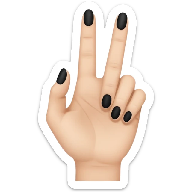 Minimal emoji icon of a human hand showing one finger, small black tattoo of the number 8 centered on the finger, thin line style, flat emoji design, simplified shape, neutral skin tone, centered, transparent background sticker